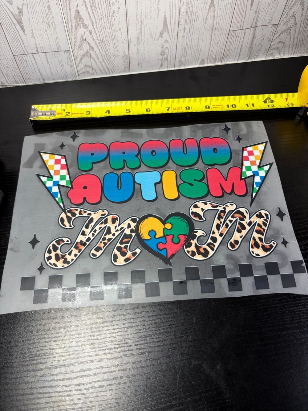 Proud Autism Mom Colorful Puzzle-Heart DTF TRANSFER SHEET (HOT PEEL)